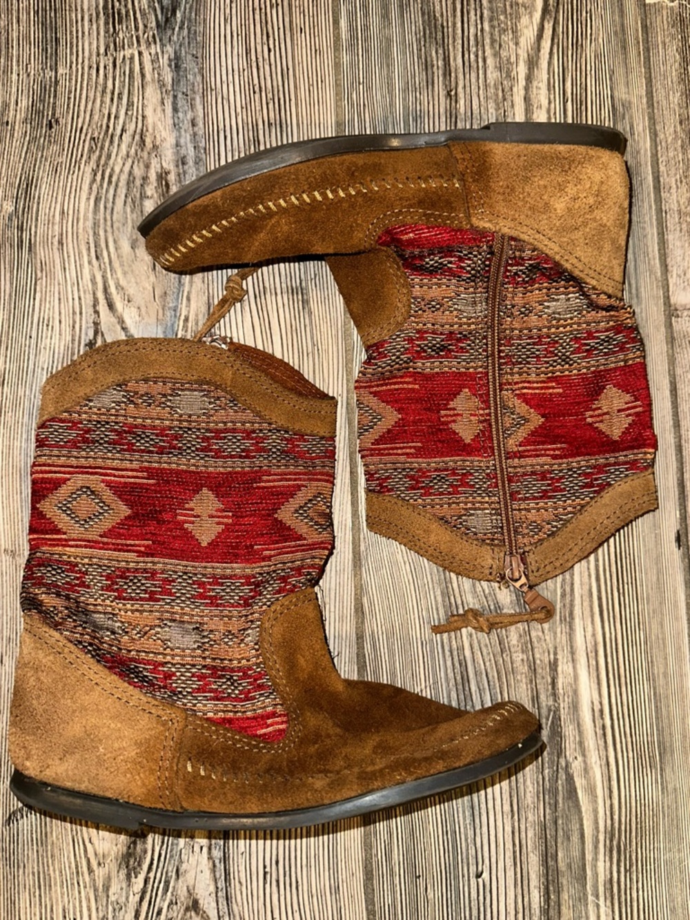 Minnetonka Baja Tapestry Boots Boho Western Line Dancing Festival Fairy Size 8 - Picture 2 of 7